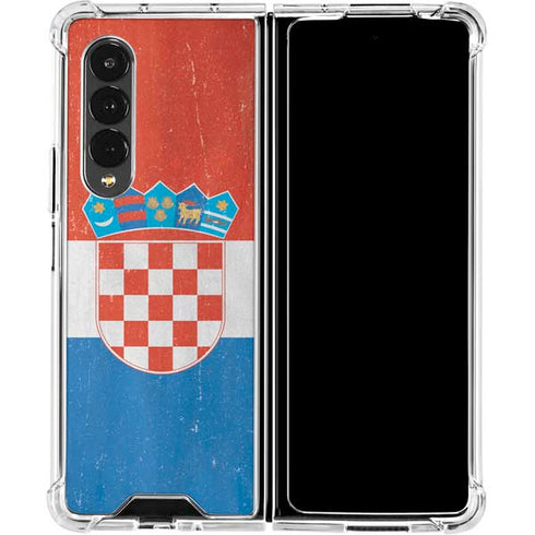 Croatia Flag Distressed Galaxy Z Fold4 5G Clear Case